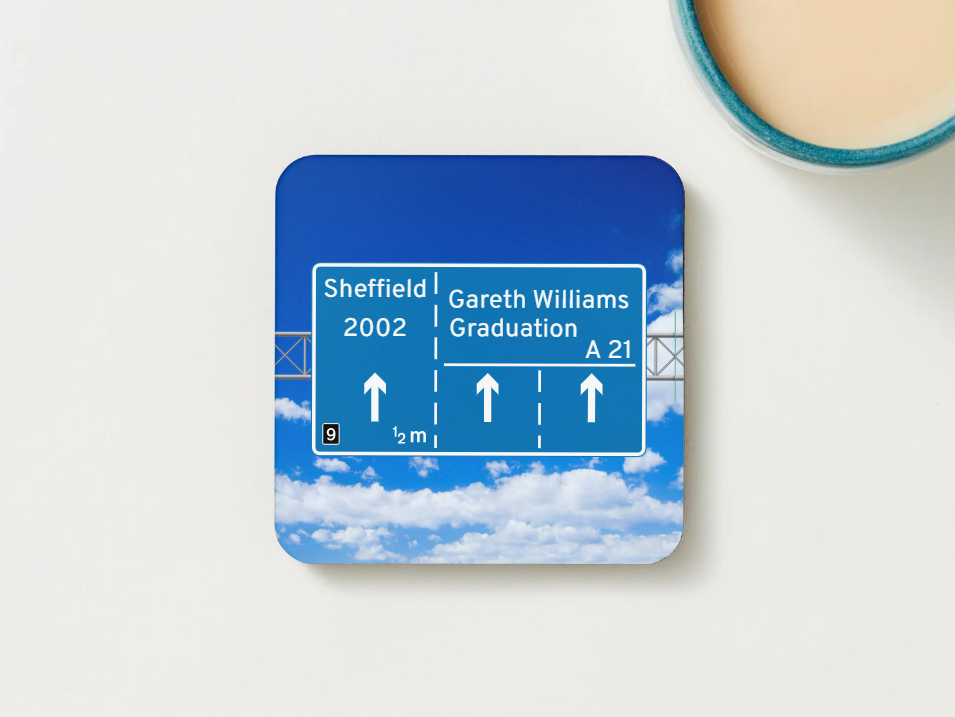 Personalised Motorway Graduation Mug – Custom Name, University & Degree Design