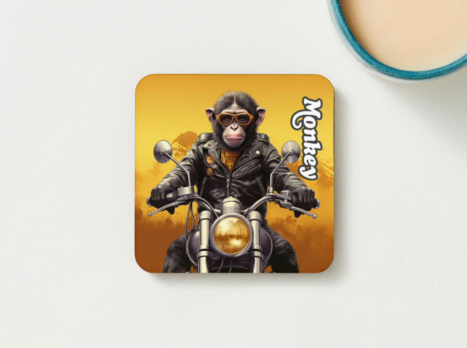 Honda Monkey Mug – Cool Chimp Rider with Sunset Background