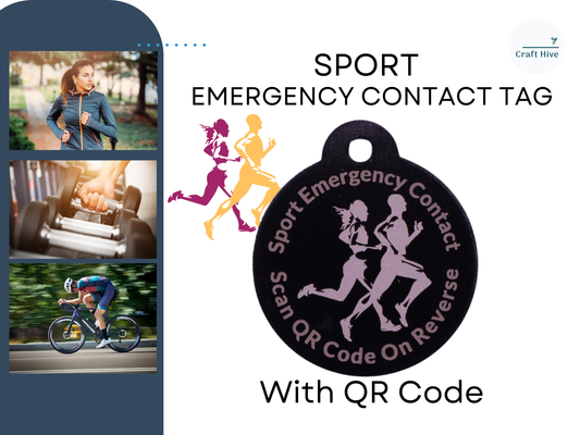 Sports & Fitness Emergency Contact Tag with QR Code (2 Tags included)