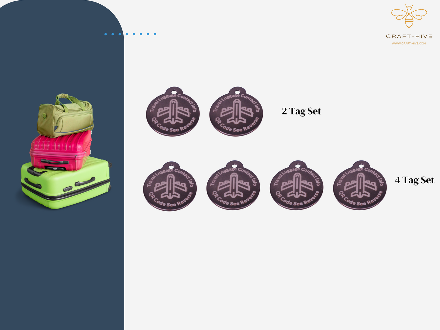 Travel Tag, Luggage ID Tag - Suitcase Travel Name Address Baggage QR Code (2 Tags included)