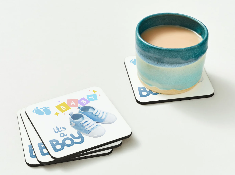 Congratulations Baby Boy or Baby Girl Coasters SET of 2 or 4 Birth