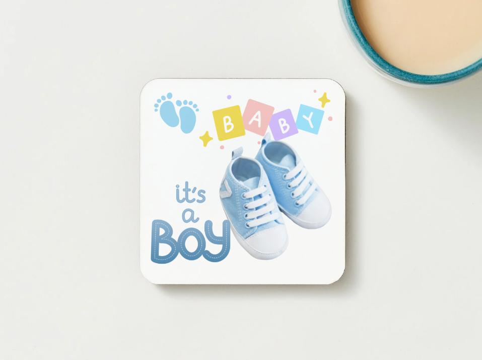 Congratulations Baby Boy or Baby Girl Coasters SET of 2 or 4 Birth