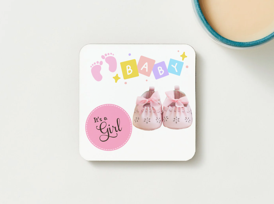 Congratulations Baby Boy or Baby Girl Coasters SET of 2 or 4 Birth
