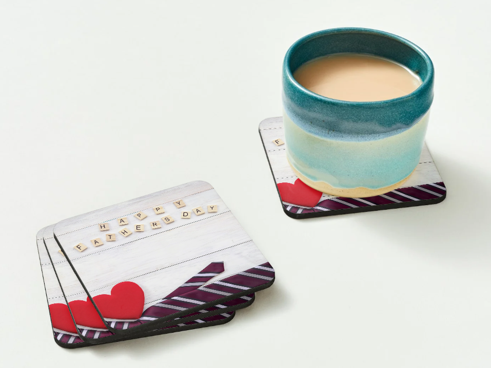 Father's Day Coasters SET of 2 or 4 Happy Fathers Day Personalised
