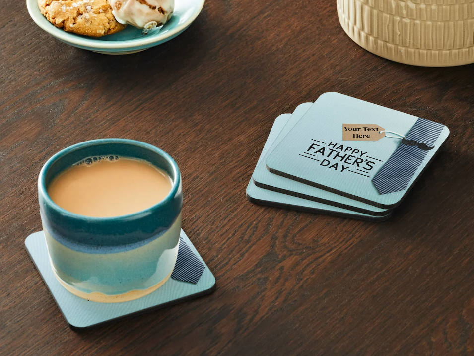 Father's Day Coasters SET of 2 or 4 Happy Fathers Day Personalised