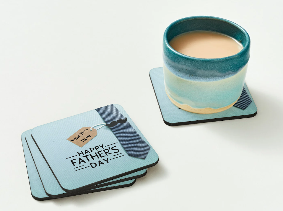 Father's Day Coasters SET of 2 or 4 Happy Fathers Day Personalised