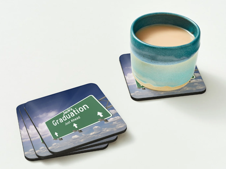 Graduation Coasters SET of 2 or more Personalised Graduation Just Ahead