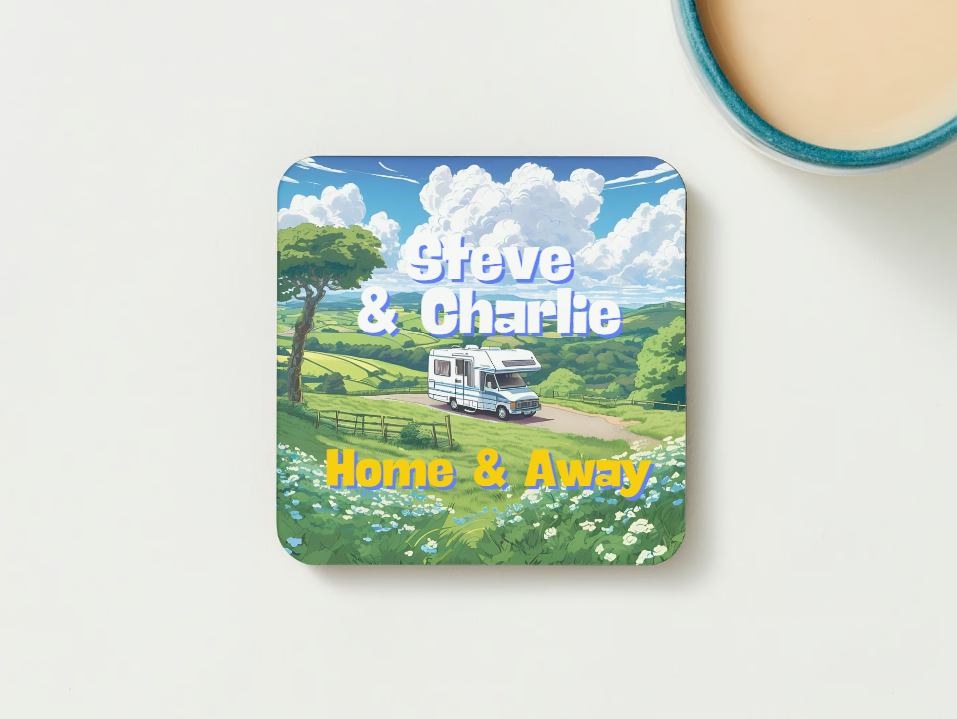 Motorhome Coasters Campervan SET of 2 or 4 Personalised