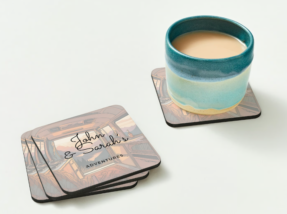 Motorhome Coasters Campervan SET of 2 or 4 Personalised