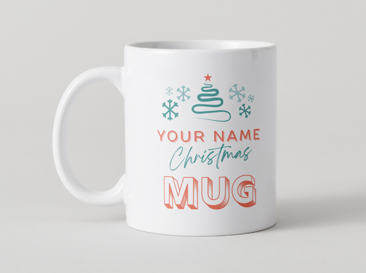 Personalised Christmas Mug & Coaster Set – Name Customised