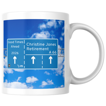 Personalised Motorway Retirement Mug – Custom Name, Age & Year Design