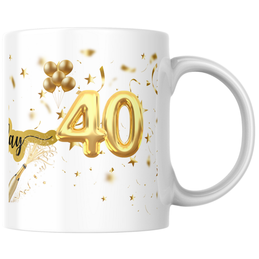 Happy Birthday Mug – Gold 40th