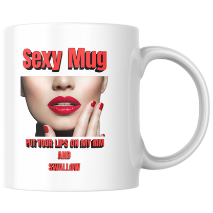 Adult Humour Sexy Mug – Flirty Lips Design & Cheeky Rim Quote
