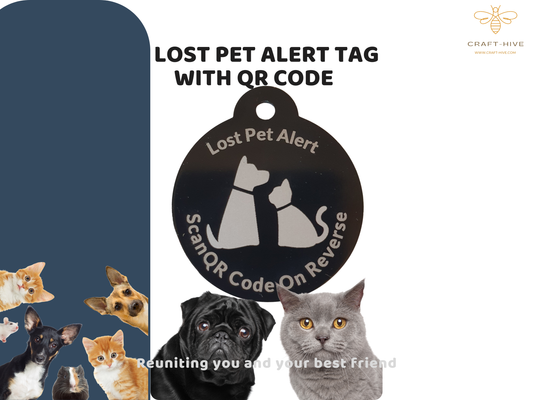 Pet ID Tags Personalised Custom Engraved Pet ID Tags With QR Code (2 Tags included)