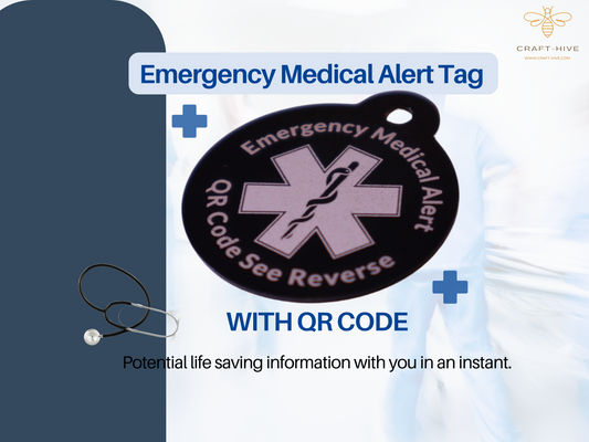 Medical Alert Tag with QR Code (2 Tags included)