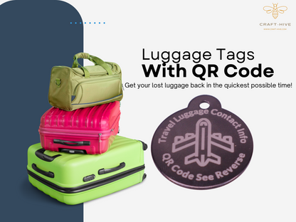 Travel Tag, Luggage ID Tag - Suitcase Travel Name Address Baggage QR Code (2 Tags included)