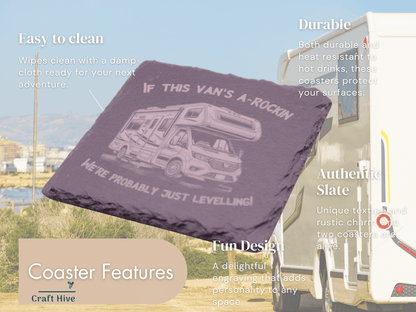 Motorhome Coaster With Slogan, Slate Coaster, Black Slate Coasters