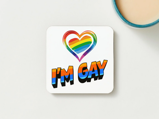“Just in Case I’m Gay” Rainbow Coaster