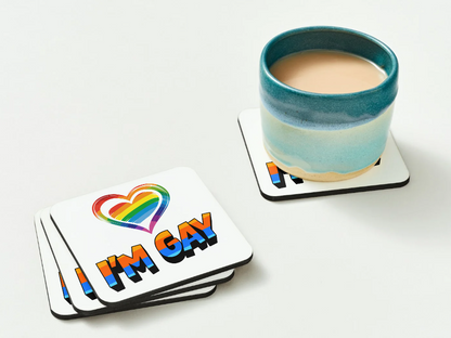 “Just in Case I’m Gay” Rainbow Coaster