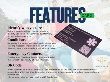In Case Of Emergency Medical Alert Card With QR Code (ICE)