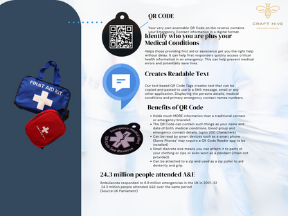 Medical Alert Tag with QR Code (2 Tags included)