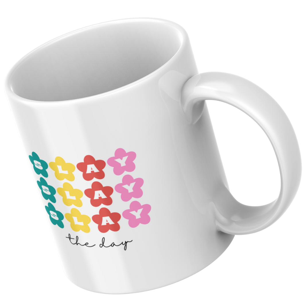 Slay the Day Rainbow Mug & Matching Coaster – Colourful Pride Gift