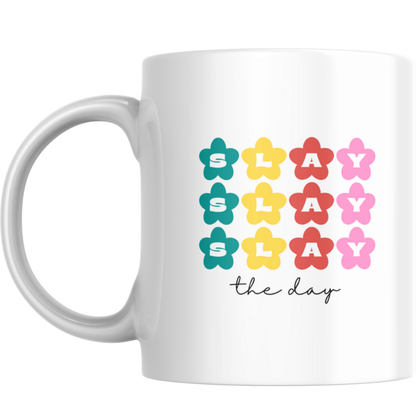 Slay the Day Rainbow Mug & Matching Coaster – Colourful Pride Gift
