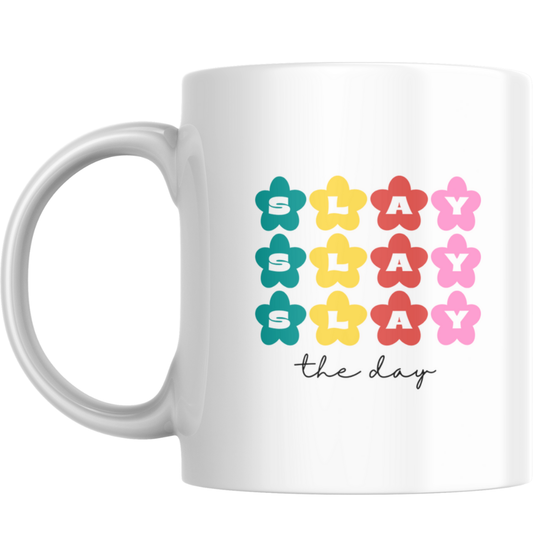 Slay the Day Rainbow Mug & Matching Coaster – Colourful Pride Gift