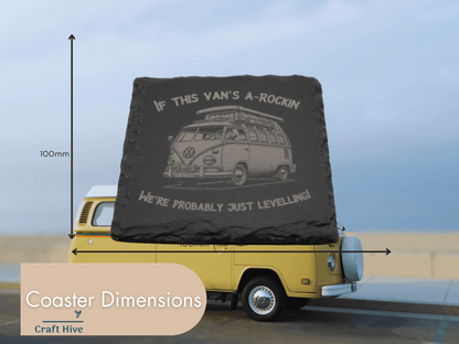 Campervan Coaster With Slogan, Slate Coaster, Black Slate Coasters (Copy)