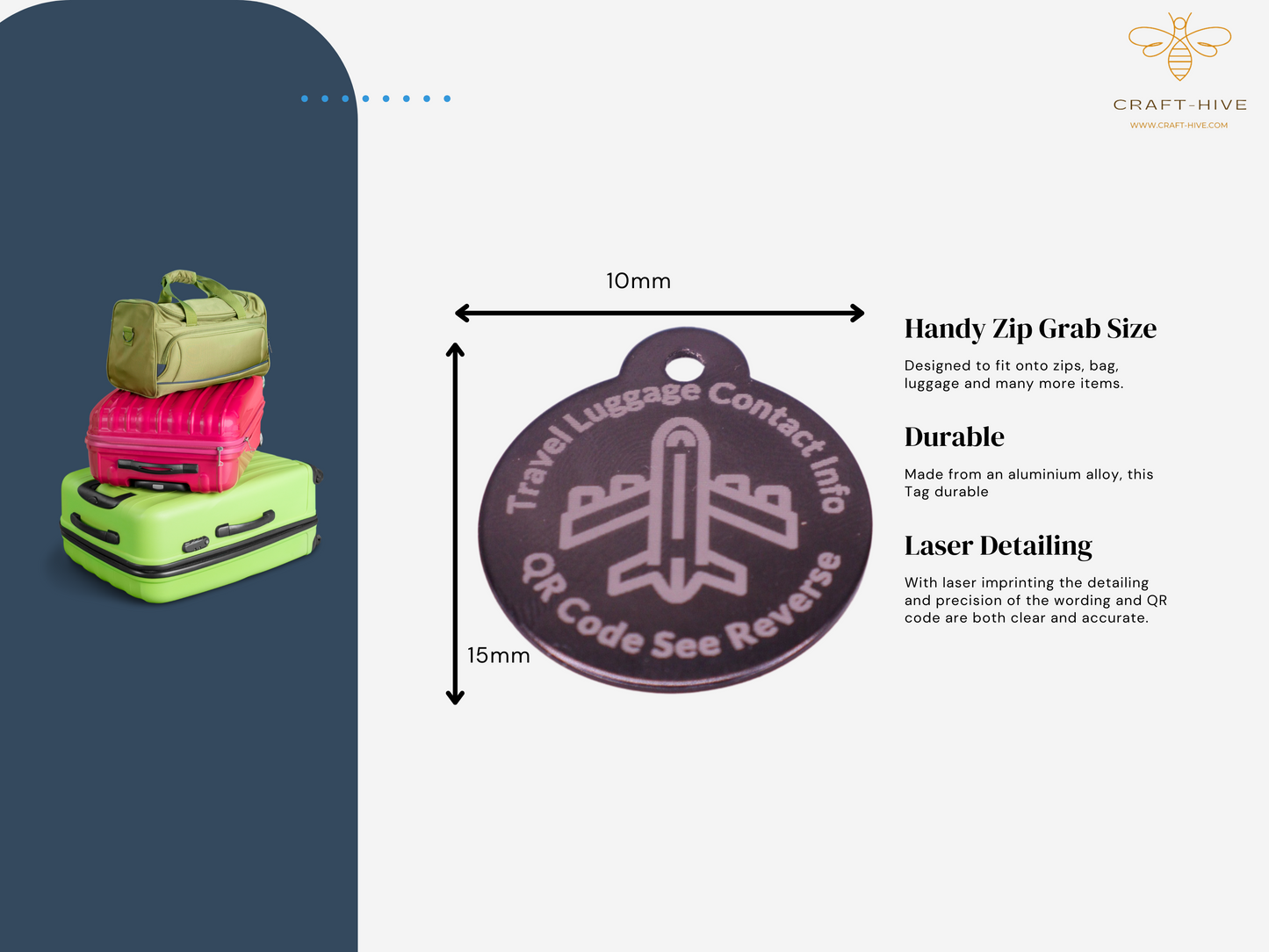 Travel Tag, Luggage ID Tag - Suitcase Travel Name Address Baggage QR Code (2 Tags included)