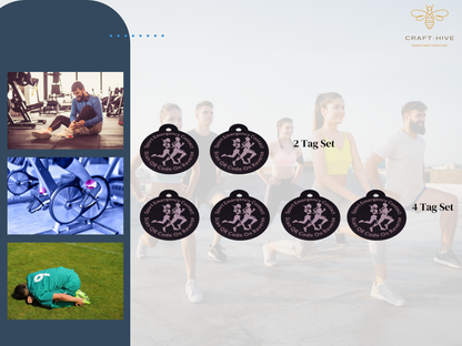 Sports & Fitness Emergency Contact Tag with QR Code (2 Tags included)