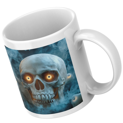 Halloween Skull Mug – Glowing Eyes & Mist –  “I Smell Death This Halloween”
