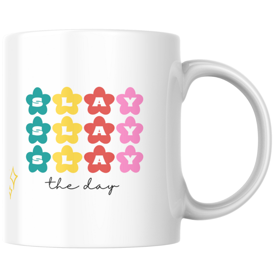 Slay the Day Rainbow Mug & Matching Coaster – Colourful Pride Gift