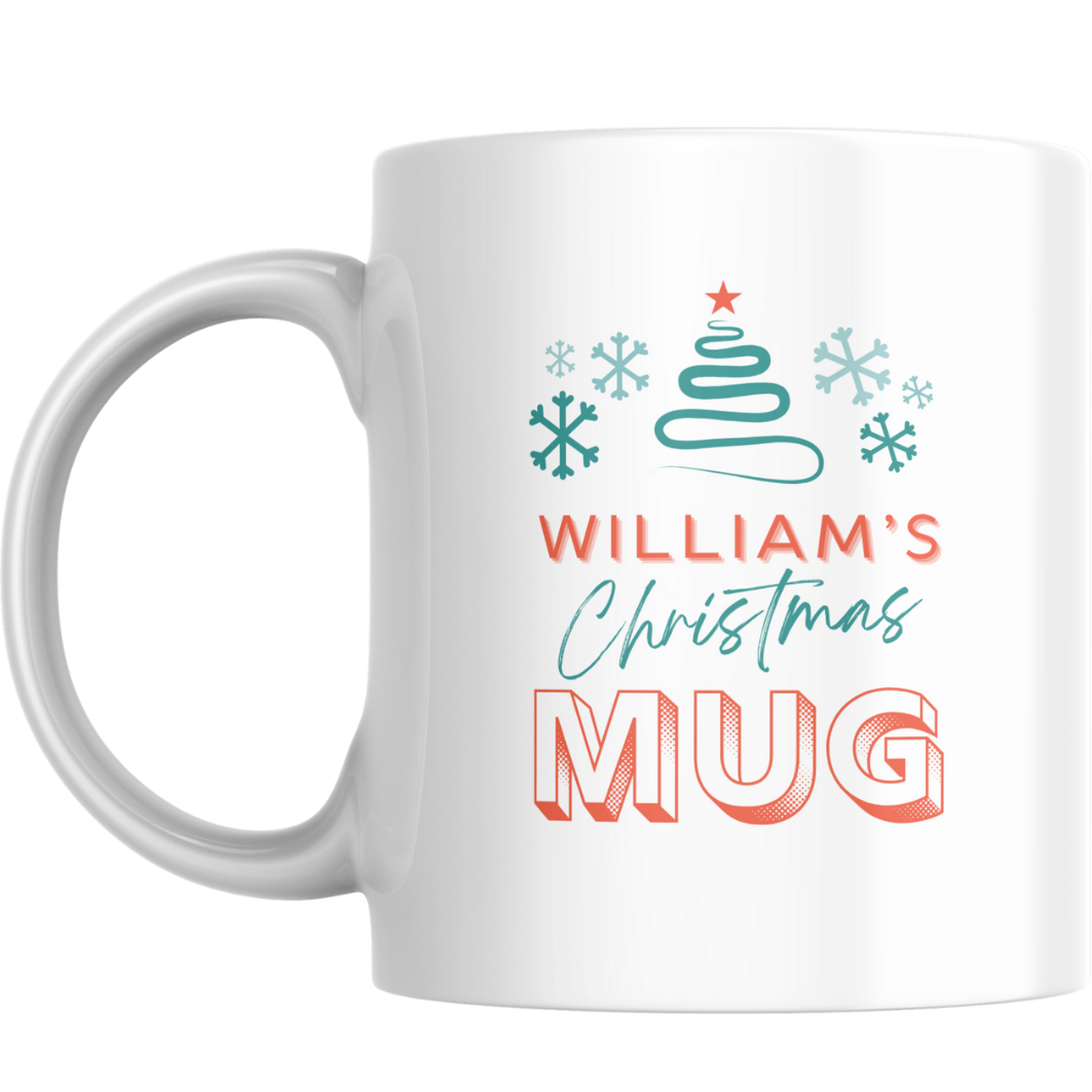 Personalised Christmas Mug & Coaster Set – Name Customised