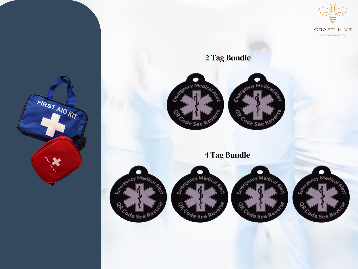 Medical Alert Tag with QR Code (2 Tags included)