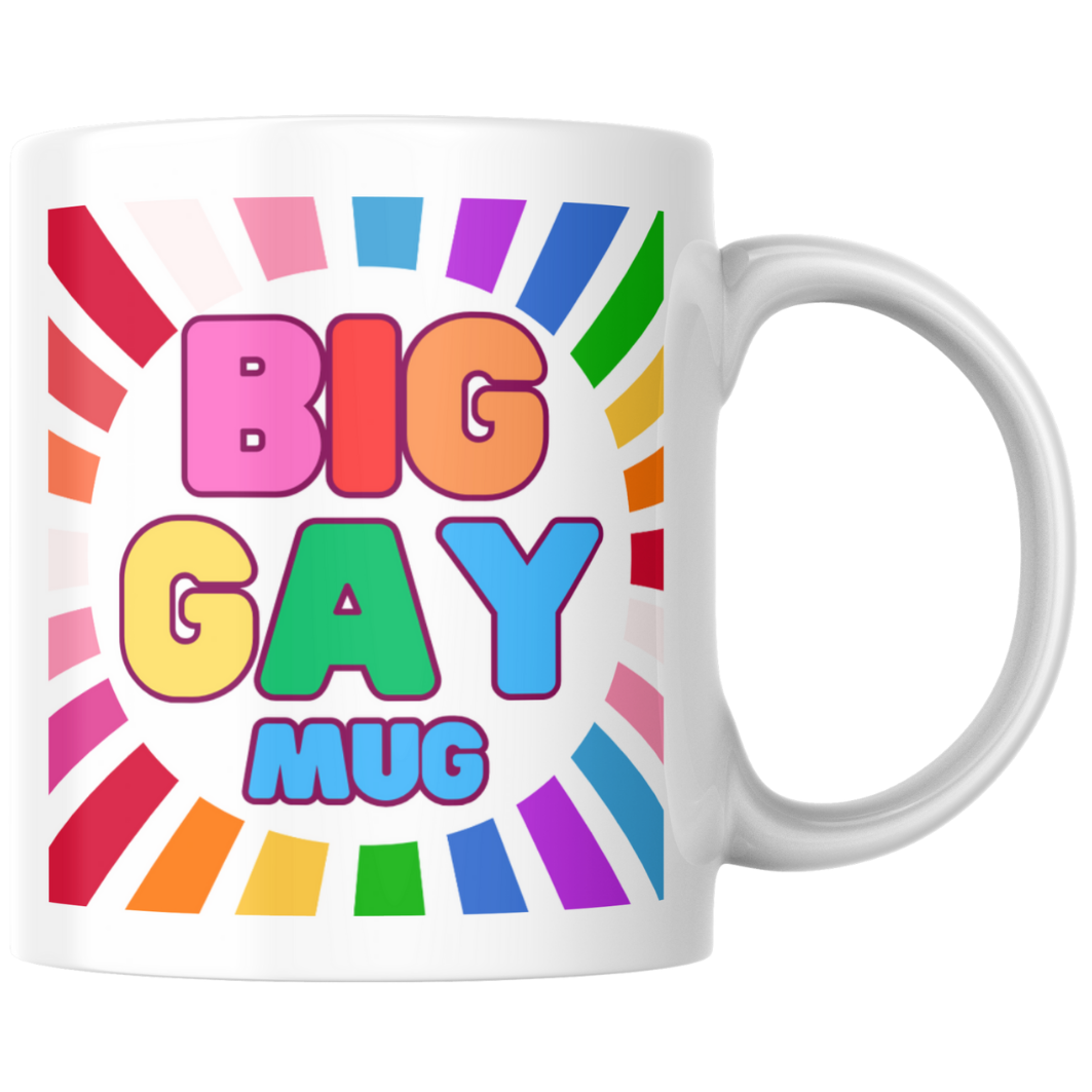 BIG GAY Coaster – Rainbow Colour Design