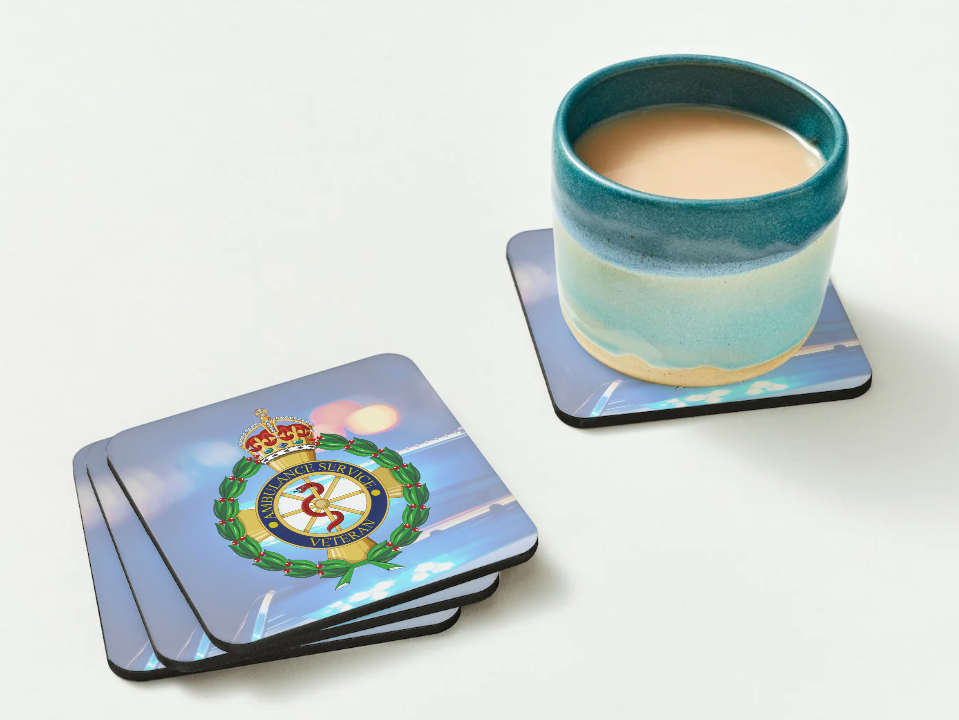 NHS Ambulance Service Veterans Coaster – Blue Light Background