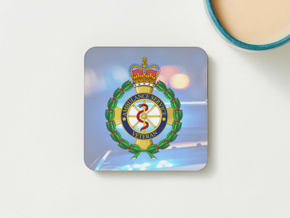NHS Ambulance Service Veterans Coaster – Blue Light Background