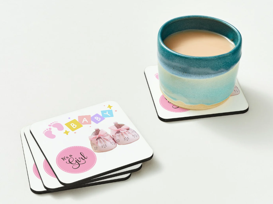 Congratulations Baby Boy or Baby Girl Coasters SET of 2 or 4 Birth