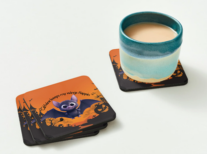Cute Halloween Bat Mug – “Caffeine Keeps My Wings Flappin’”