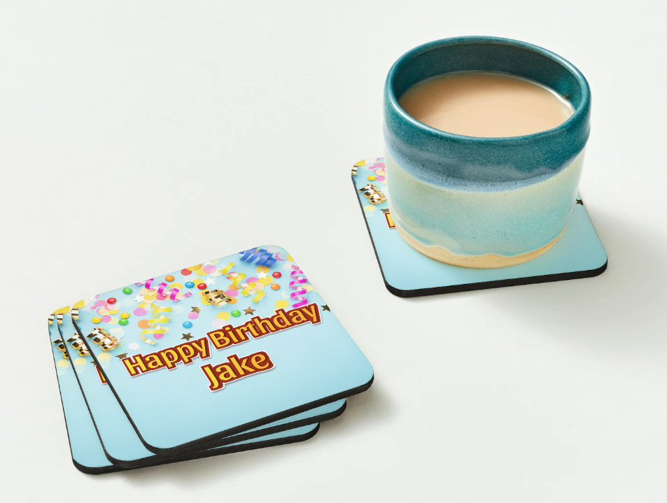 Happy Birthday Personalised Coasters SET of 2 or more