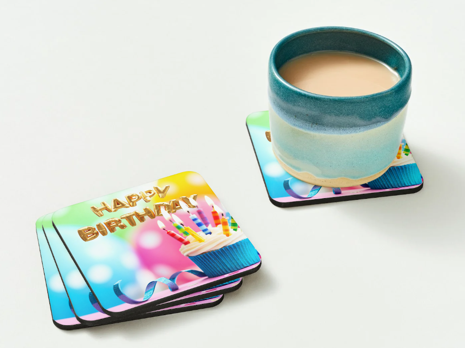 🎉 Birthday Celebration Coasters – Fun & Personalised Gift (Sets of 2 or More)