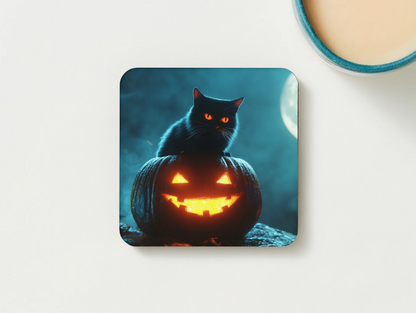 Halloween Cat Mug – Pumpkin & Moon – "Step Y' Pussy Up Bitch It's Halloween"