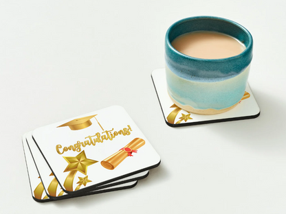 Graduation Mug – Gold Cap & Scroll Congratulations Design