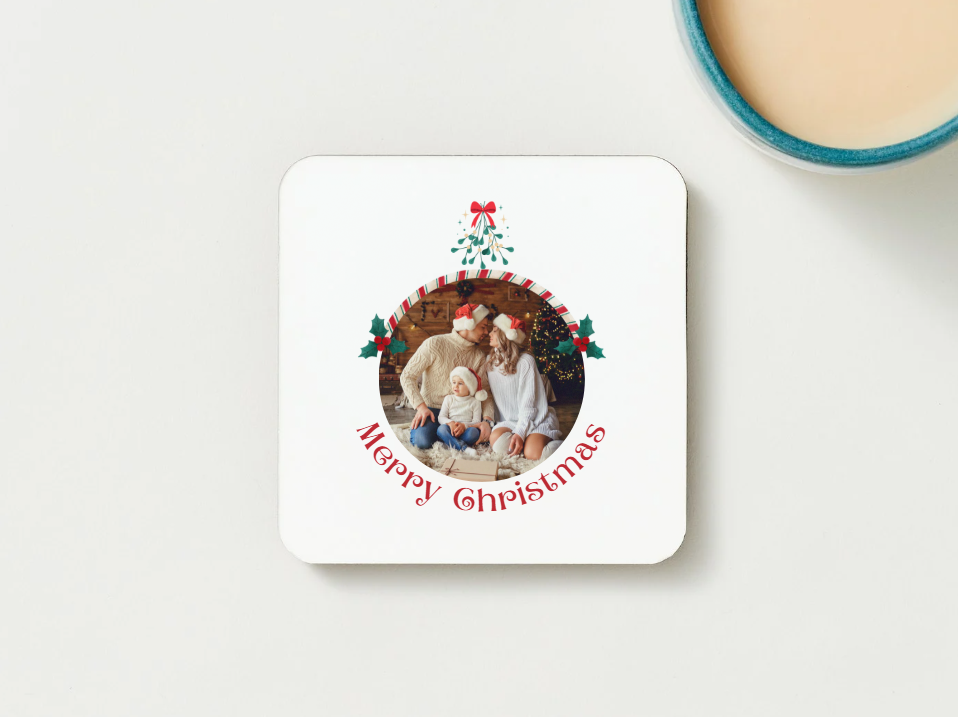 Personalised Christmas Mug & Coaster Set – Family Photo Gift