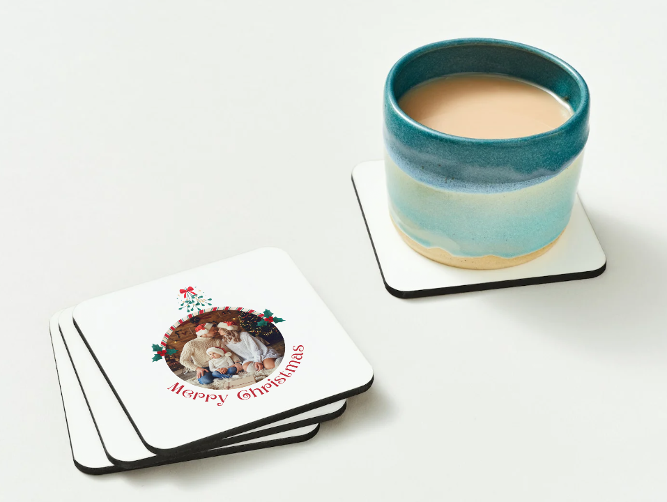 Personalised Christmas Mug & Coaster Set – Family Photo Gift