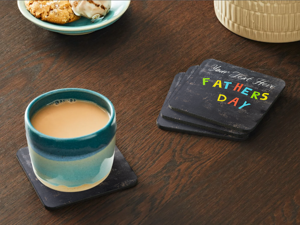 Father's Day Coasters SET of 2 or 4 Happy Fathers Day Personalised