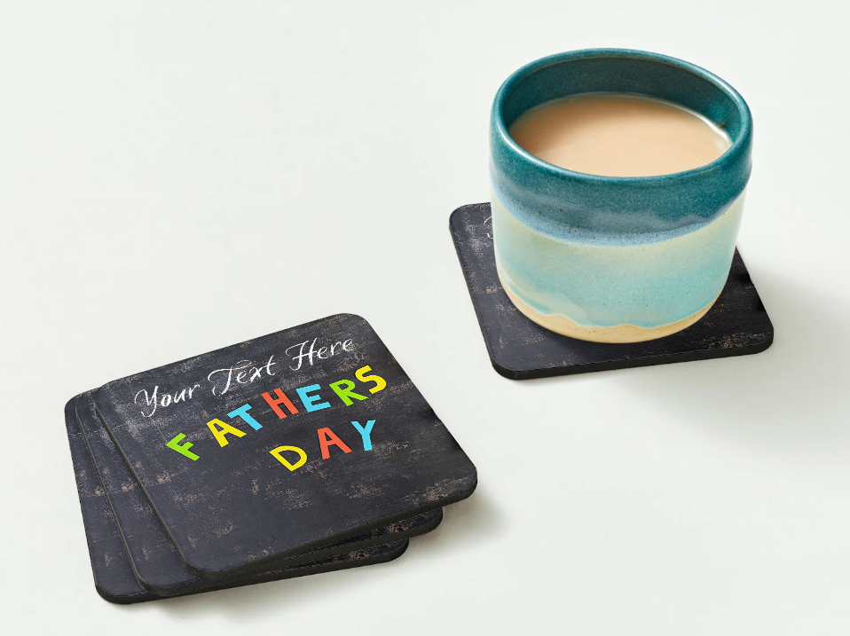 Father's Day Coasters SET of 2 or 4 Happy Fathers Day Personalised