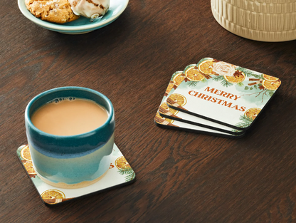 Merry Christmas Coaster – Festive Fruit Slice Design