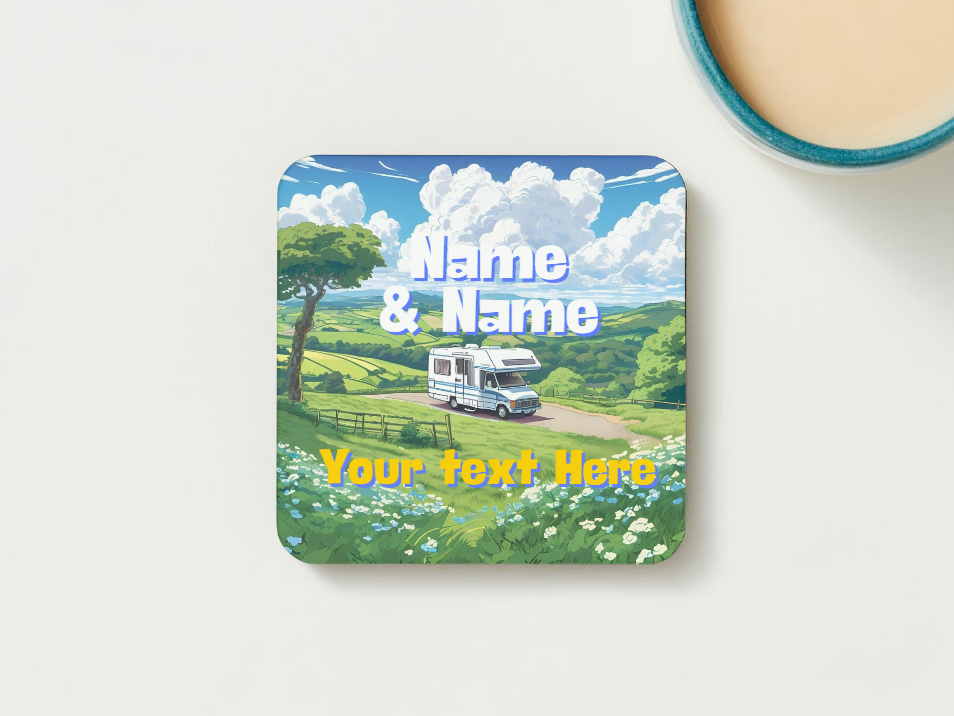 Motorhome Coasters Campervan SET of 2 or 4 Personalised